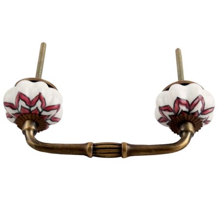 Pink Dahlia Medium Ceramic Bridge Handle